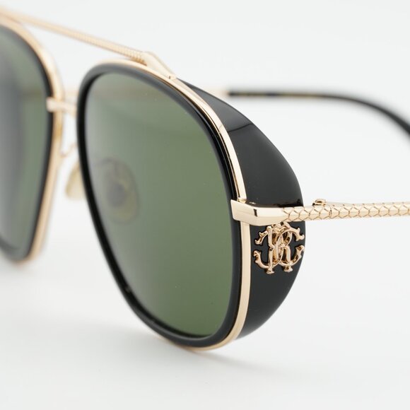 Roberto Cavalli SRC008M 0300 Sunglasses Gold Aviator Frame, Green Lenses main image 6